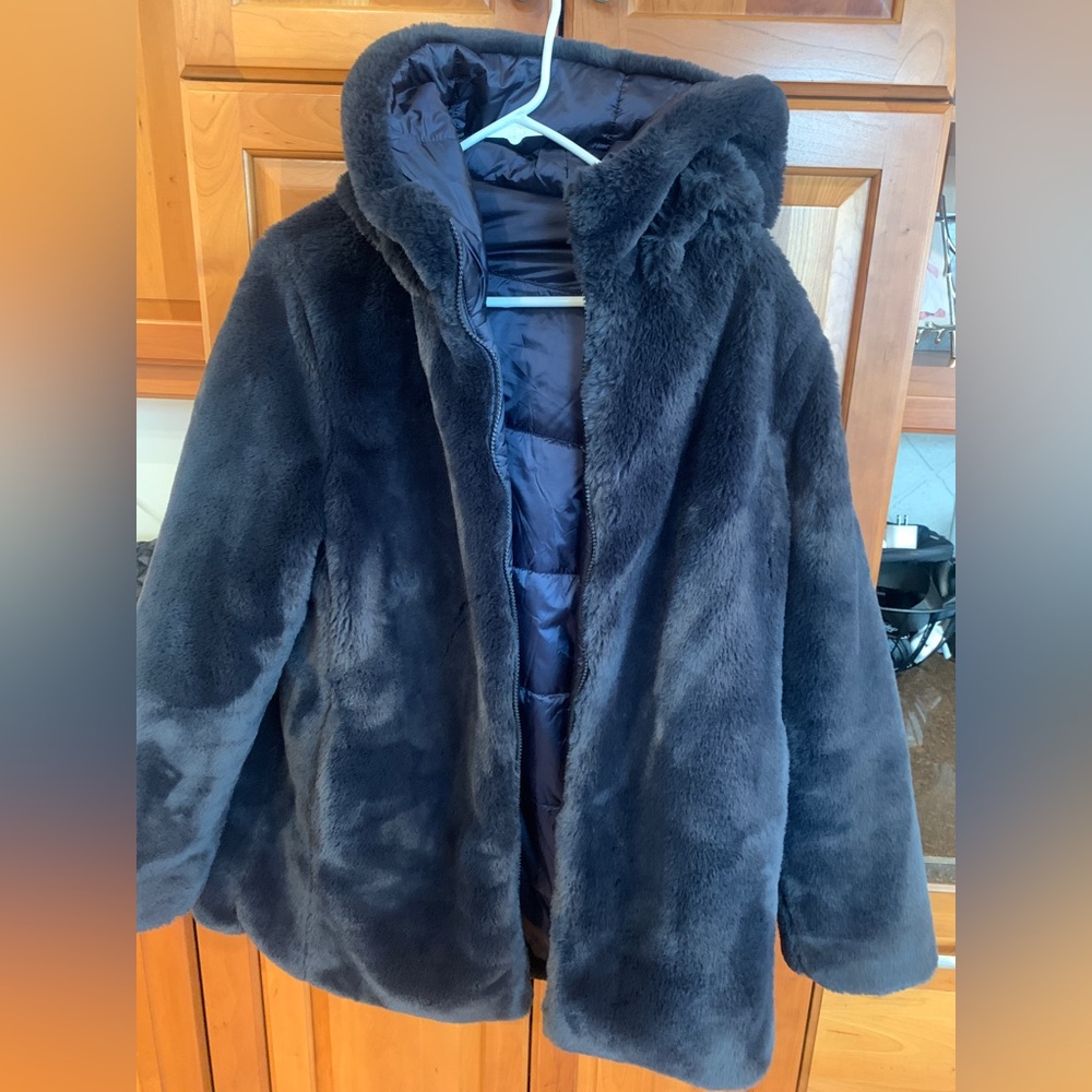 NWOT Save the Duck BRrudget Faux Fur Reversible Jacket Dark Navy size L